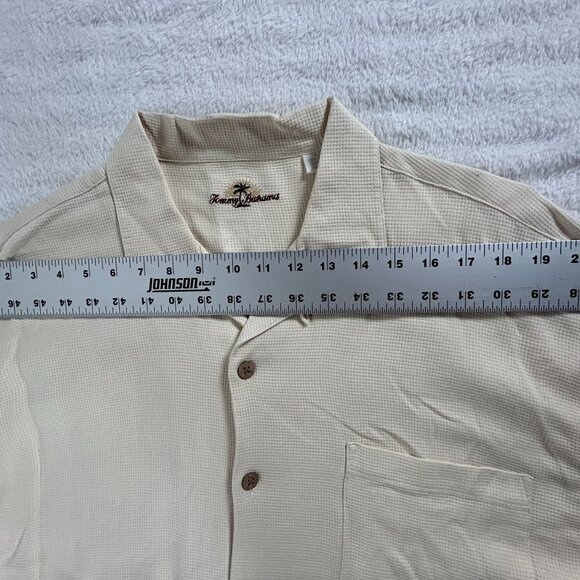 Tommy Bahama Mens Beige Short Sleeve 100% Silk Button-Up Camp Shirt XL Casual - Picture 5 of 7